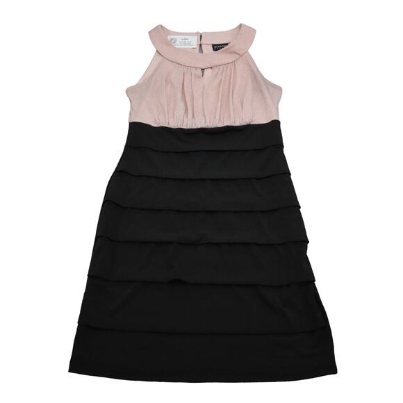Enfocus Dress Womens 6P Black Sleeveless Halter Peach Top Pull On Cocktail - Picture 1 of 13